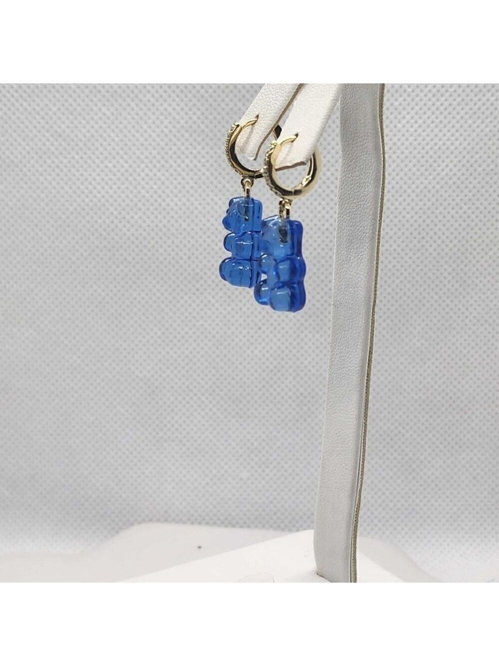 Brand New Sterling Silver 925 Blue Teddy Bear Huggy Earrings